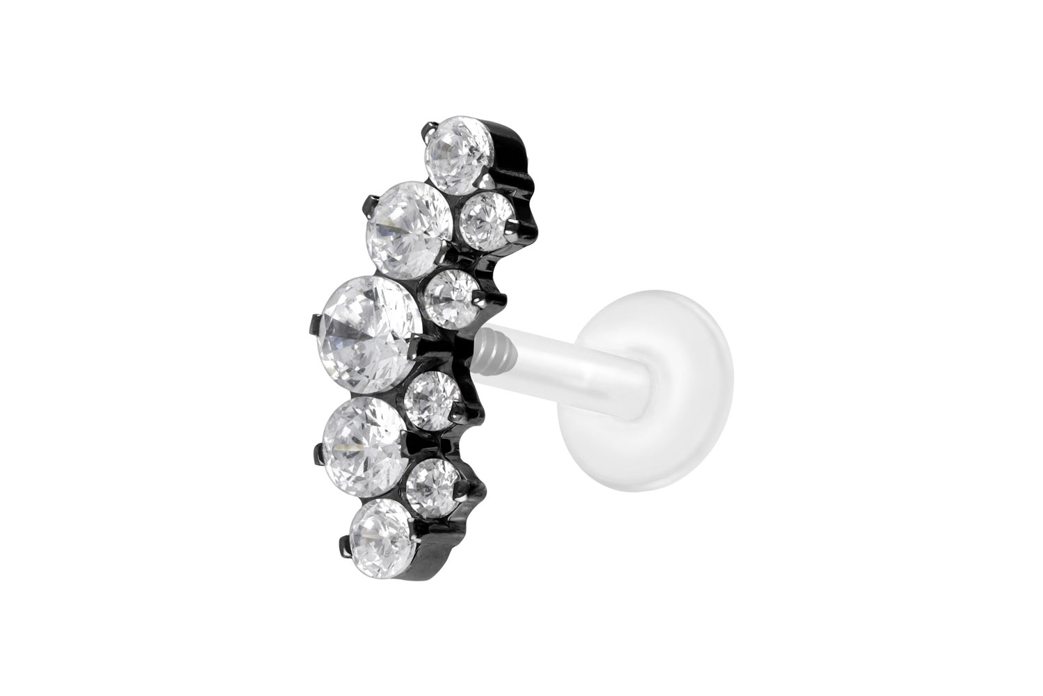 PTFE Labret Piercing mit Innengewinde + Titan-Aufsatz KRISTALLBOGEN